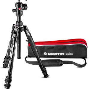Manfrotto Befree Advanced Camera Tripod with Lever Closure, Portable and Compact Travel Tripod Kit with Ball Head, Aluminum Tripod for DSLR Reflex and Mirrorless Cameras, Camera Accessories
