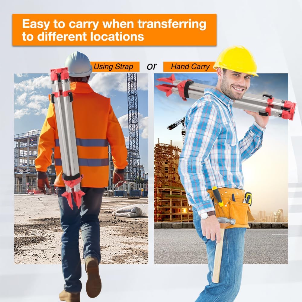 Surveying Tripod, Aluminum Survey Tripod with 5/8-Inch 11-Threaded Flat Head Quick Clamp for Auto Level - Image 6