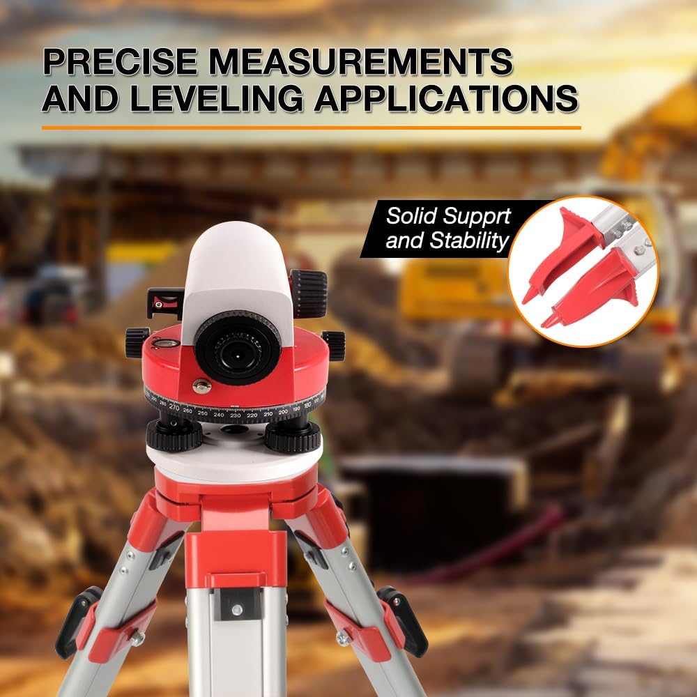 Surveying Tripod, Aluminum Survey Tripod with 5/8-Inch 11-Threaded Flat Head Quick Clamp for Auto Level - Image 7